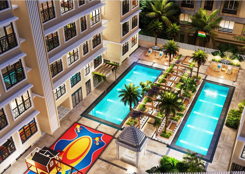 Top View of Kids Garden and Swimming Pool – Devbhoomi – Abode of Mumbai Jogeshwari East